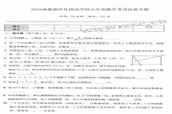 2018成都嘉祥外國(guó)語(yǔ)學(xué)校小升初數(shù)學(xué)考試試卷真題（含答案）