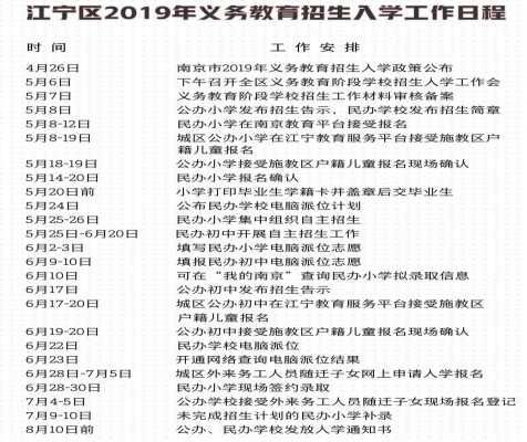 2019南京江寧區(qū)義務(wù)教育招生入學(xué)工作日程