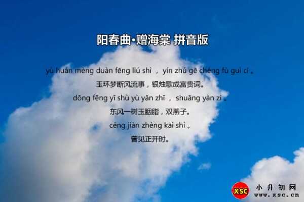 陽(yáng)春曲·贈(zèng)海棠拼音版注音、翻譯、賞析（徐再思）