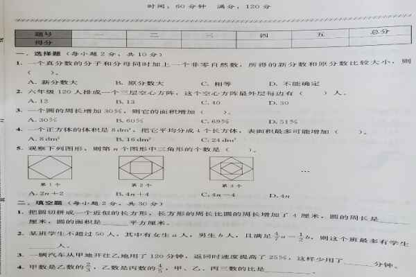 2020小升初六年級(jí)數(shù)學(xué)考試試卷真題模擬卷