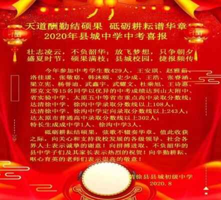 2020年清徐縣縣城初級中學(xué)中考成績升學(xué)率(中考喜報)