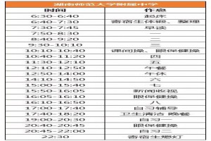 2020年湖南師范大學(xué)附屬中學(xué)作息時間安排表