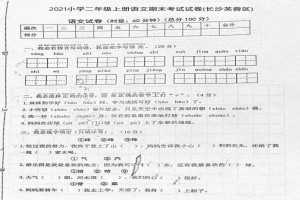 2021小學(xué)二年級(jí)上冊(cè)語(yǔ)文期末考試試卷(長(zhǎng)沙芙蓉區(qū))