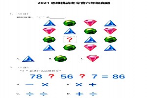 2021希望數(shù)學(xué)深度探索思維挑戰(zhàn)冬令營六年級考試真題及答案