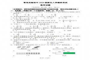 2020青島實驗初級中學新初一分班考試數(shù)學試卷真題