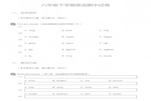 2021-2022小學(xué)六年級(jí)下冊(cè)英語(yǔ)期中考試試卷及答案