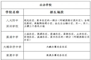 2021-2022年深圳大鵬新區(qū)公辦小學、初中學區(qū)劃分范圍