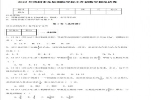 2022年綿陽市東辰國際學(xué)校小升初數(shù)學(xué)模擬考試試卷(附答案)