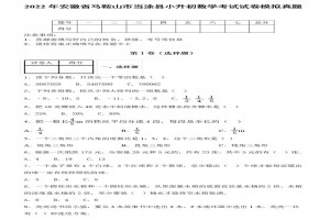 2022年馬鞍山市當涂縣小升初數(shù)學考試試卷模擬真題及答案