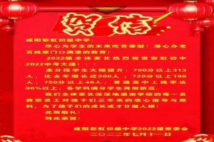 2022年咸陽彩虹初級中學(xué)中考成績升學(xué)率(中考喜報)