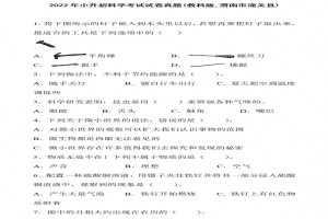 2022年小升初科學(xué)考試試卷真題及答案(教科版,渭南市潼關(guān)縣)