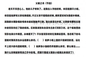 父愛(ài)之舟閱讀理解題及答案(閱讀答案十四)