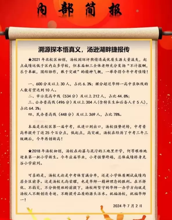 2024年光谷湯遜湖學(xué)校北校區(qū)中考成績(jī)升學(xué)率(中考喜報(bào))