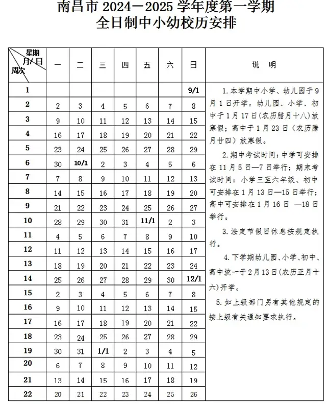 2025年南昌市中小學開學放假時間安排(寒假暑假校歷)