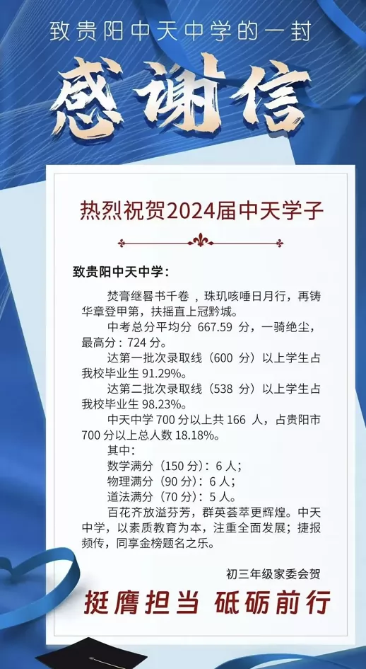 2024年貴陽中天中學(xué)方舟校區(qū)中考成績升學(xué)率(中考喜報)